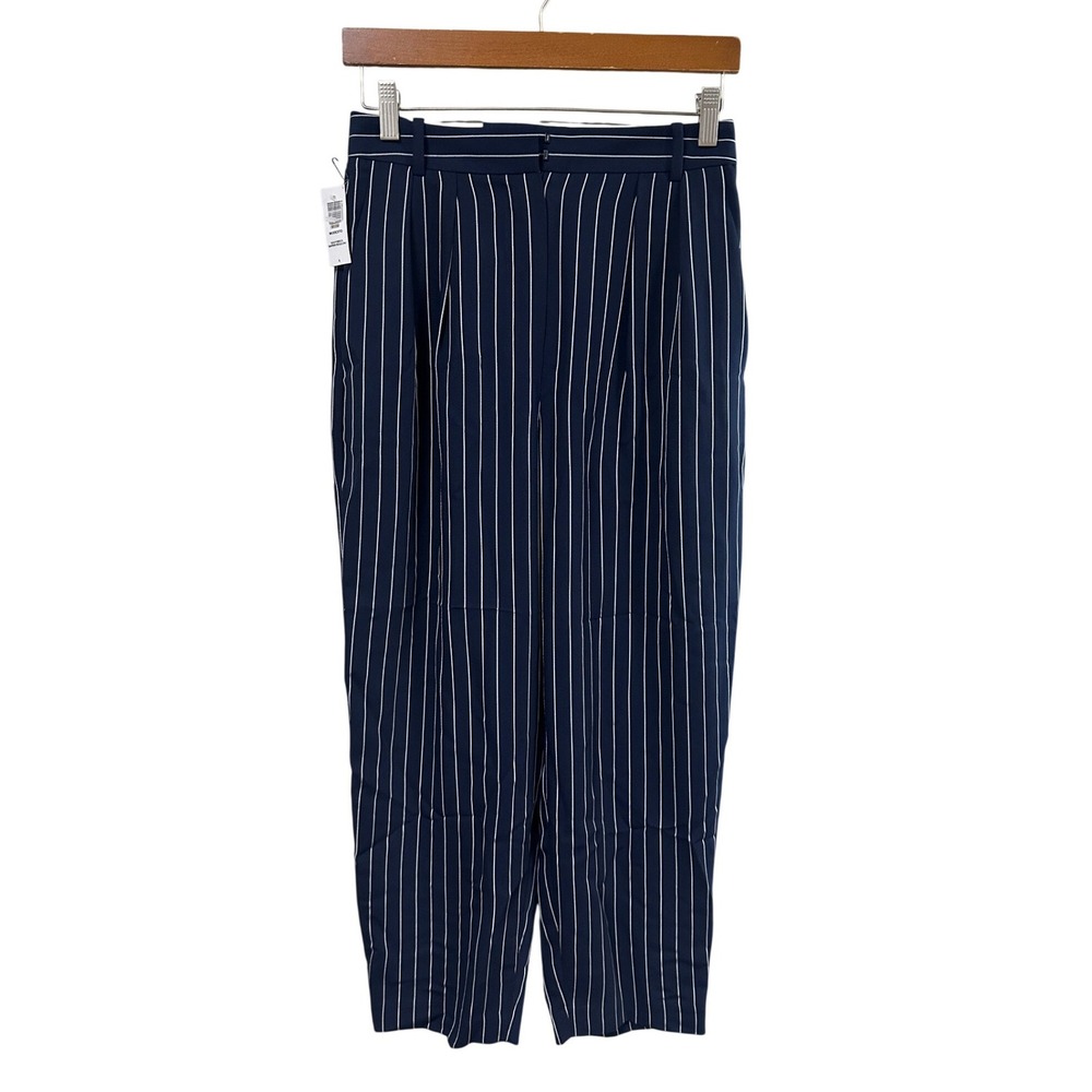 Babaton Modesto High Rise Ankle Pinstripe Pants Navy Birch 4 61730 NEW
